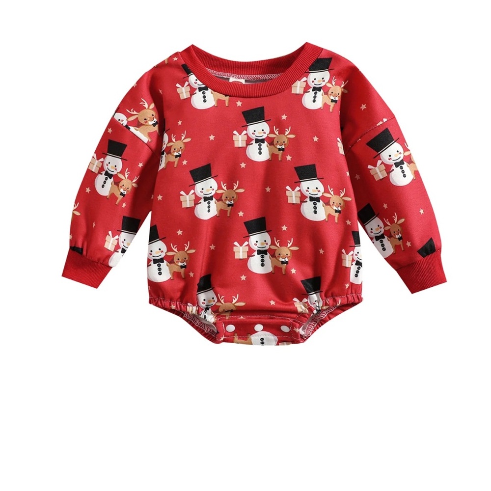 Baby unisex Christmas Romper Snowman Santa Print 18-24 mon. (Bin Z)